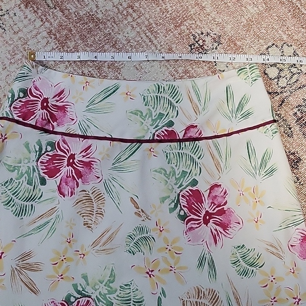 Laura Scott Vintage Cotton/ Spandex Hawaiian Print Side Zipper Skirt - Size 4 - Picture 6 of 7